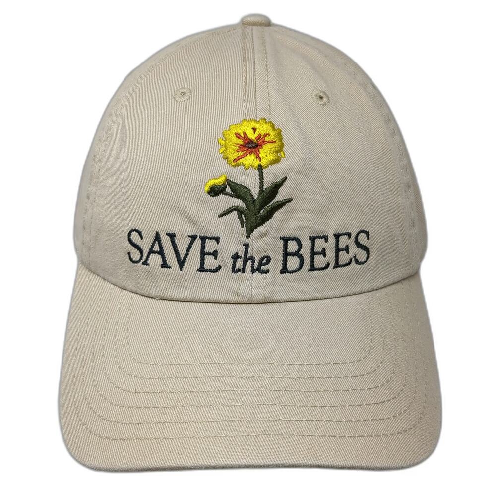 Smithsonian Baseball Cap Beige One Size Save the Bees Flower Embroidered Hat